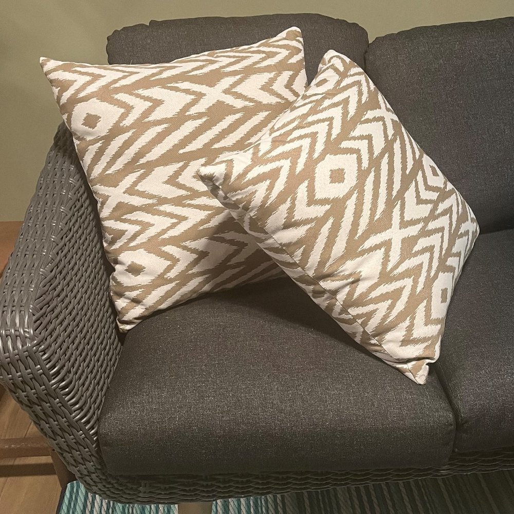 2 Tan & White Modern Outdoor Pillows from Article
